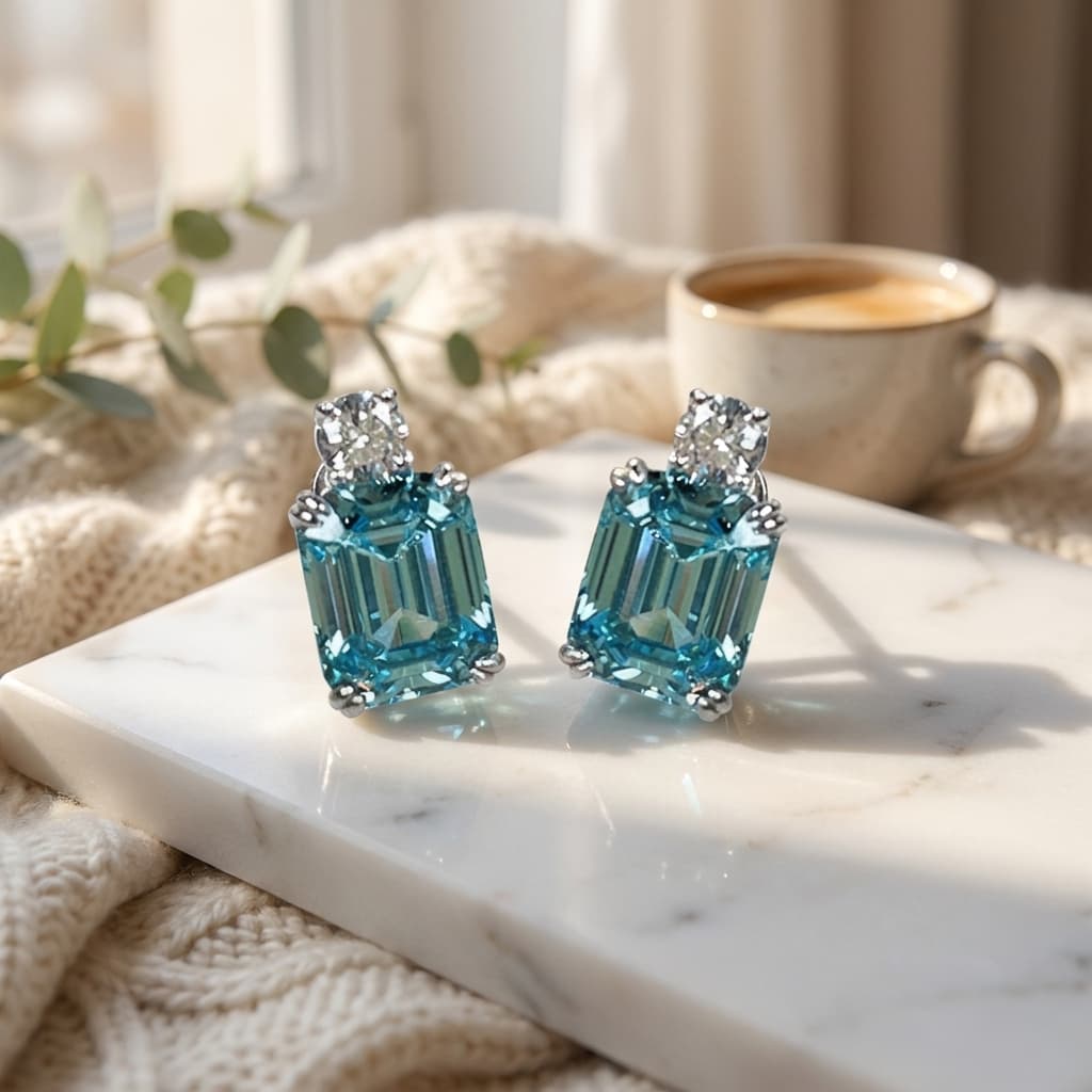 Lab-grown sappphire earrings
