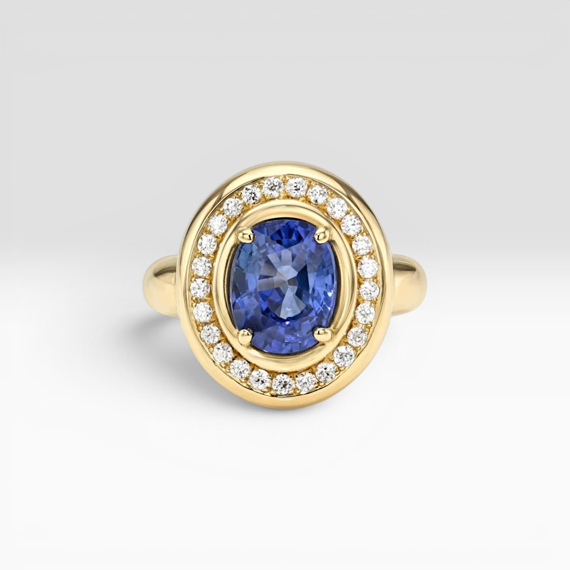 Lab-grown sapphire ring